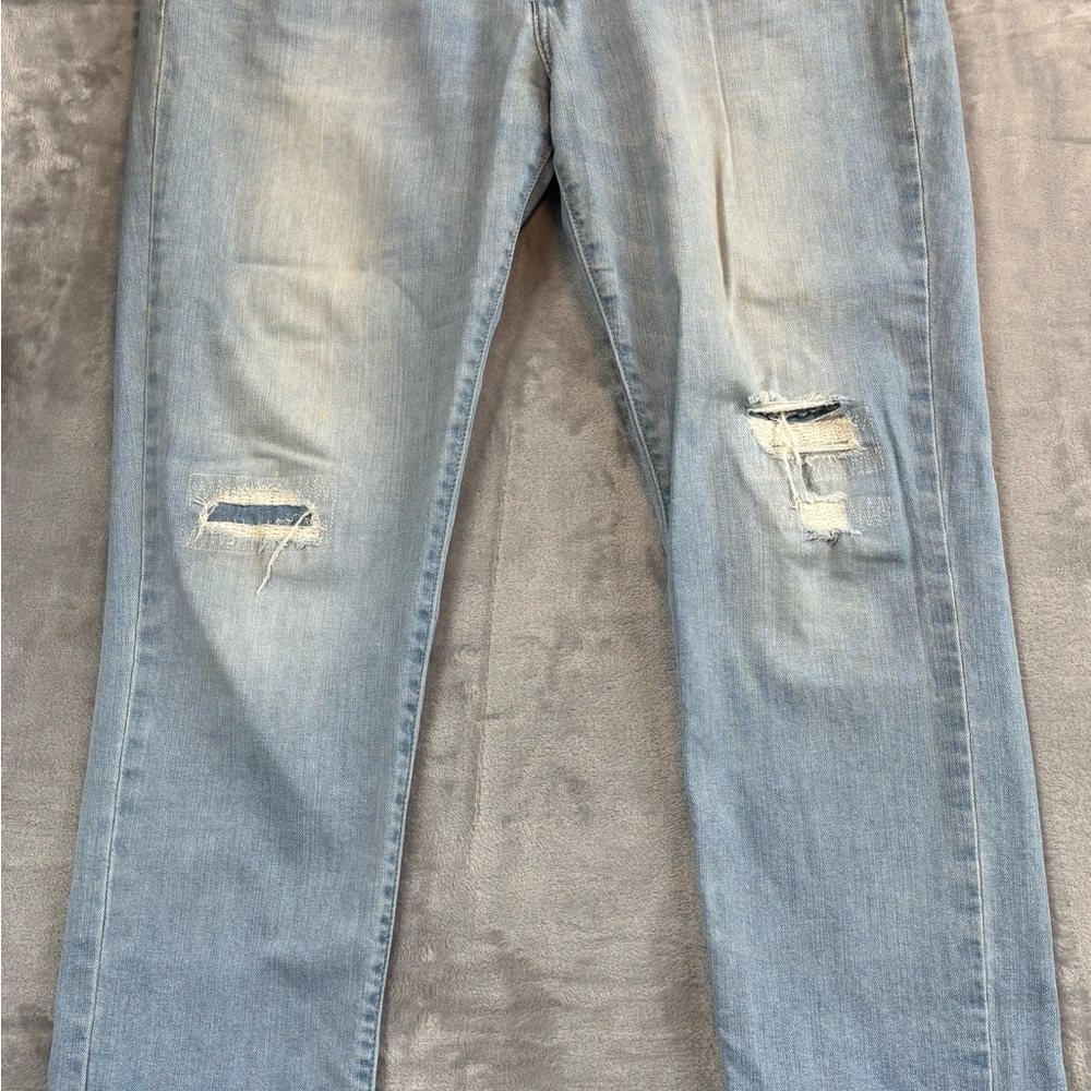 Levi's Blue Ankle Cropped Jeans with Distressed Details